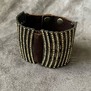 Beaded leather cuff bracelet